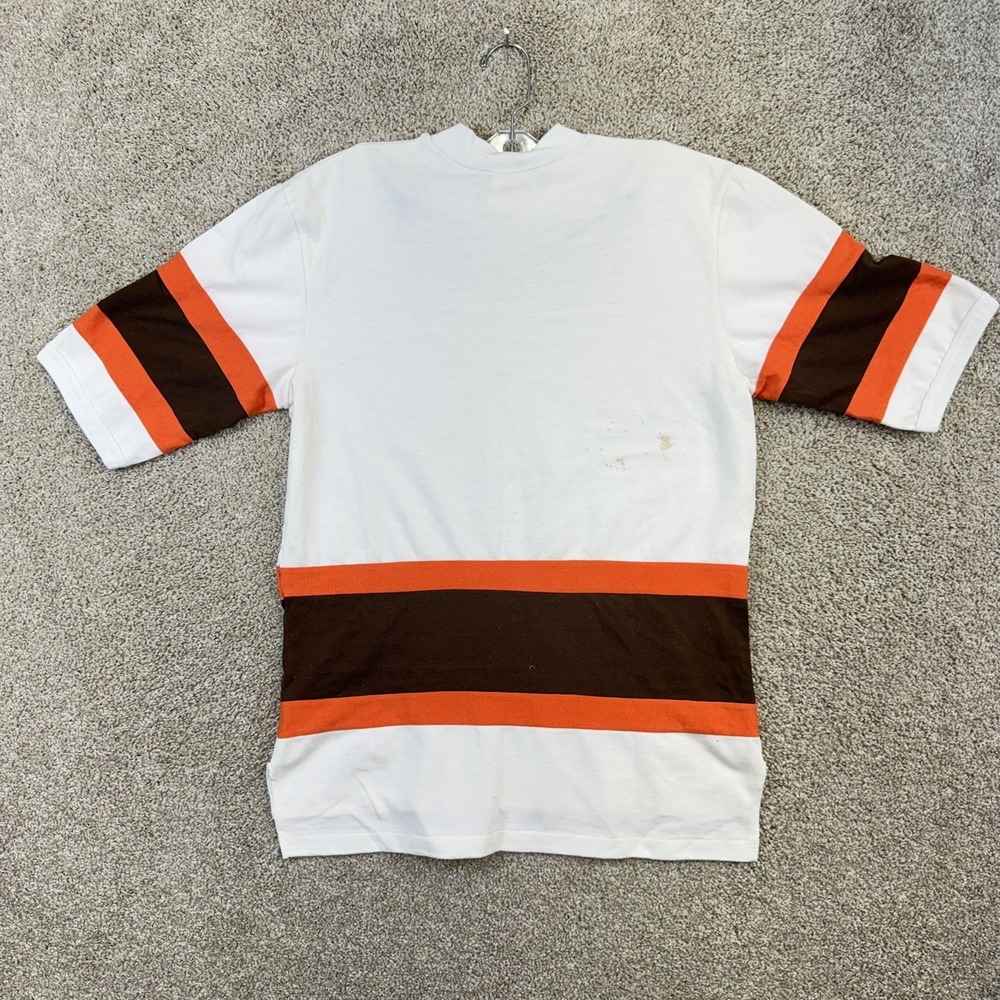 Cleveland Browns Nutmeg Mills T-Shirt Men Medium White Vintage Striped Made USA - Picture 2 of 9